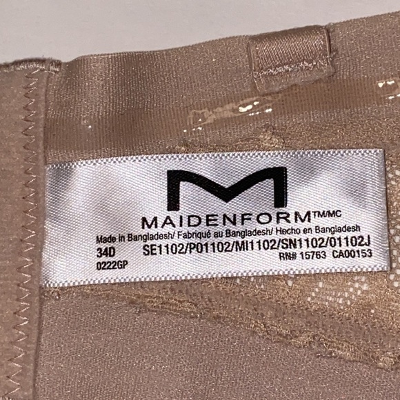 34D Maidenform Pushup Strap/Strapless Smooth Cups Nude, Lace NonSlip Grip 0222GP - Picture 8 of 16
